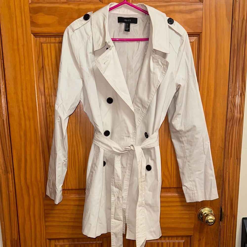 Forever 21 Women's Cream Trench Coat